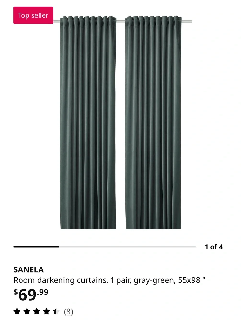 ISO - SANELA Room Darkening Curtain Panels in Gray-Green